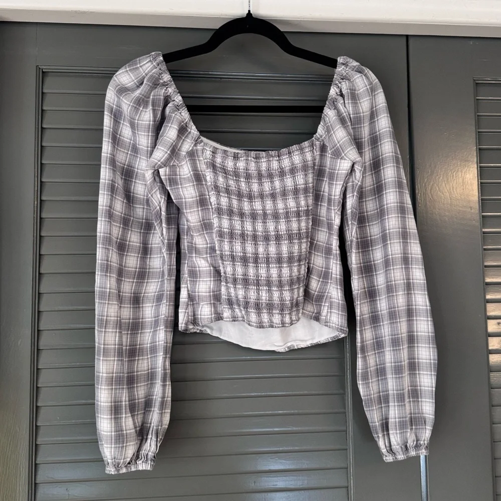 Abercrombie & Fitch Plaid Long Sleeve Top